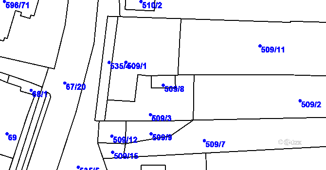 Parcela st. 509/8 v KÚ Hodonice, Katastrální mapa
