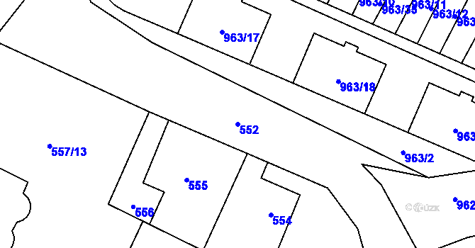 Parcela st. 552 v KÚ Hodonice, Katastrální mapa