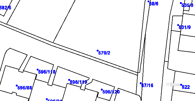 Parcela st. 579/2 v KÚ Hodonice, Katastrální mapa
