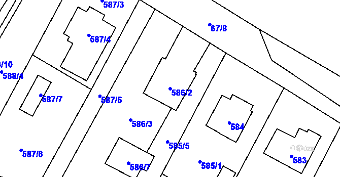 Parcela st. 586/2 v KÚ Hodonice, Katastrální mapa