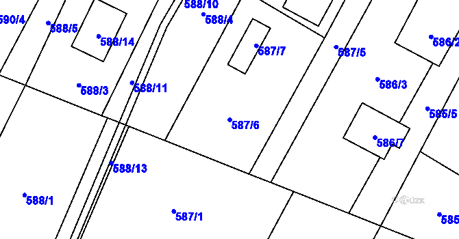Parcela st. 587/6 v KÚ Hodonice, Katastrální mapa