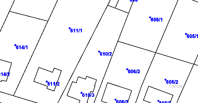Parcela st. 610/2 v KÚ Hodonice, Katastrální mapa