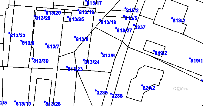 Parcela st. 813/9 v KÚ Hodonice, Katastrální mapa