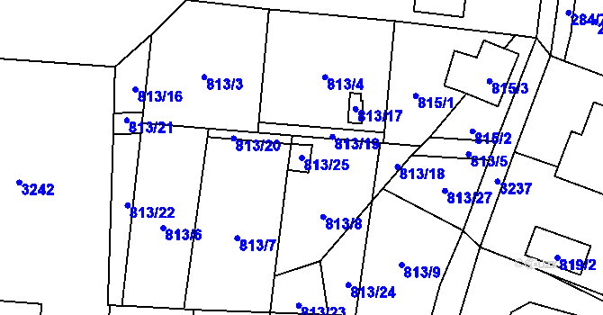 Parcela st. 813/25 v KÚ Hodonice, Katastrální mapa