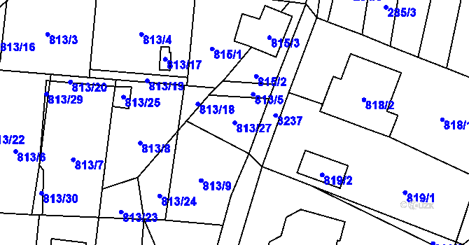 Parcela st. 813/27 v KÚ Hodonice, Katastrální mapa