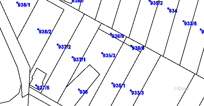 Parcela st. 935/3 v KÚ Hodonice, Katastrální mapa