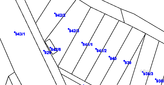 Parcela st. 941/1 v KÚ Hodonice, Katastrální mapa
