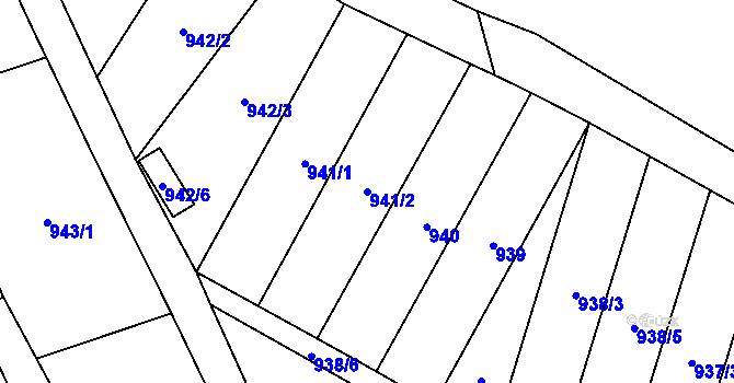 Parcela st. 941/2 v KÚ Hodonice, Katastrální mapa
