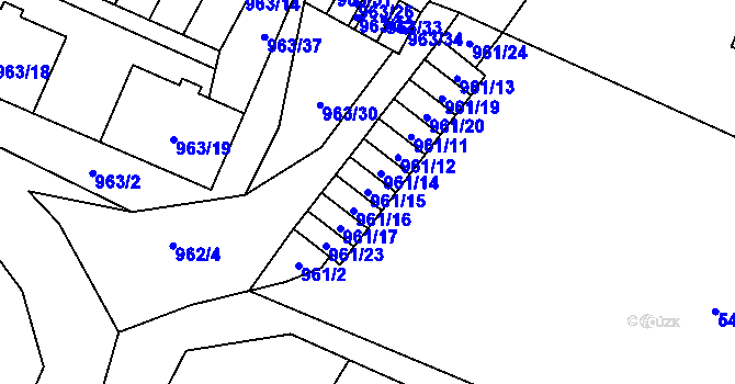 Parcela st. 961/15 v KÚ Hodonice, Katastrální mapa