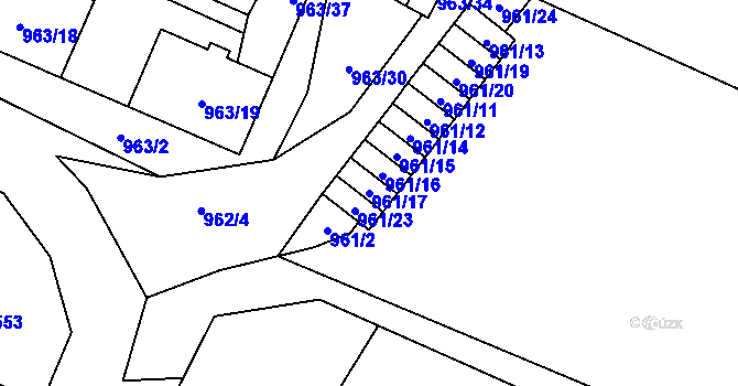Parcela st. 961/17 v KÚ Hodonice, Katastrální mapa