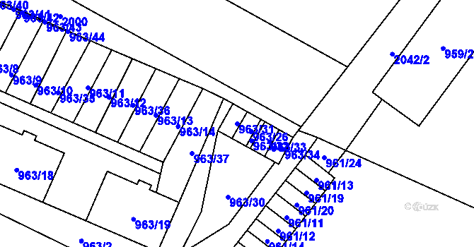 Parcela st. 963/31 v KÚ Hodonice, Katastrální mapa
