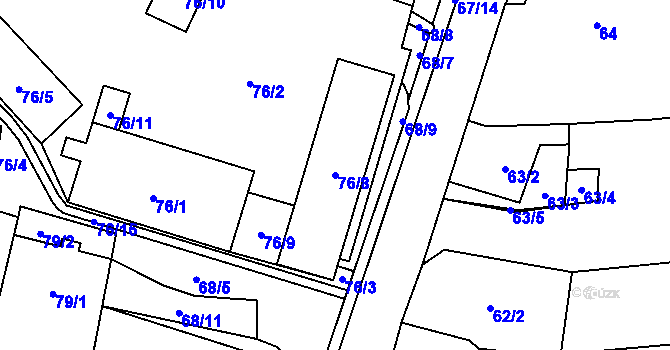 Parcela st. 76/8 v KÚ Hodonice, Katastrální mapa
