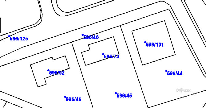 Parcela st. 596/73 v KÚ Hodonice, Katastrální mapa