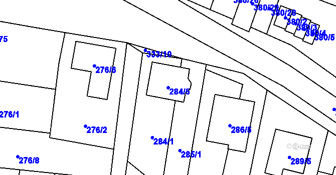 Parcela st. 284/5 v KÚ Hodonice, Katastrální mapa