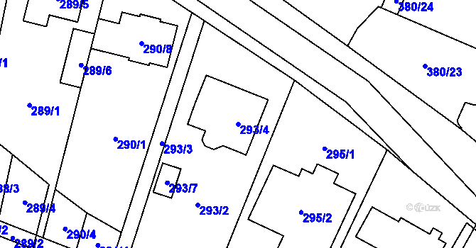 Parcela st. 293/4 v KÚ Hodonice, Katastrální mapa