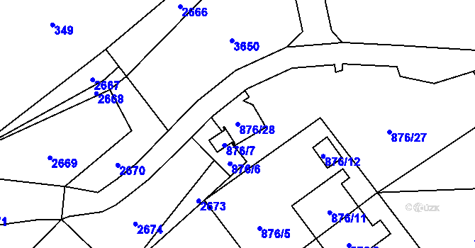 Parcela st. 876/28 v KÚ Hodonice, Katastrální mapa
