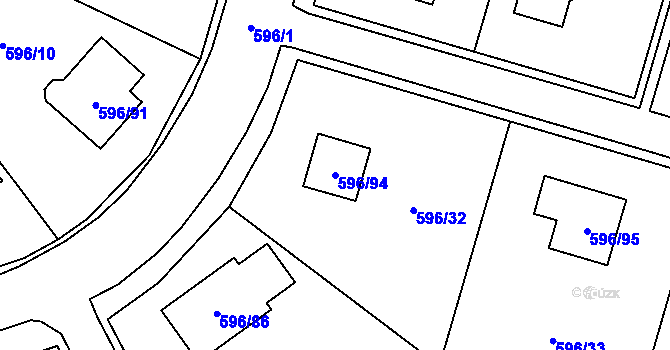 Parcela st. 596/94 v KÚ Hodonice, Katastrální mapa