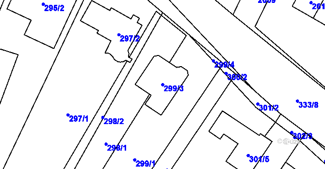 Parcela st. 299/3 v KÚ Hodonice, Katastrální mapa