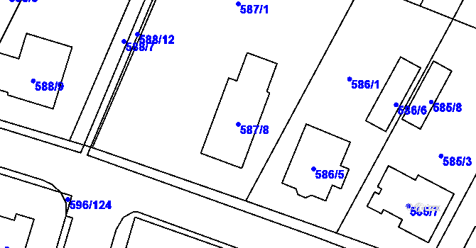 Parcela st. 587/8 v KÚ Hodonice, Katastrální mapa
