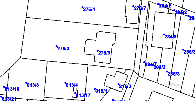 Parcela st. 276/9 v KÚ Hodonice, Katastrální mapa