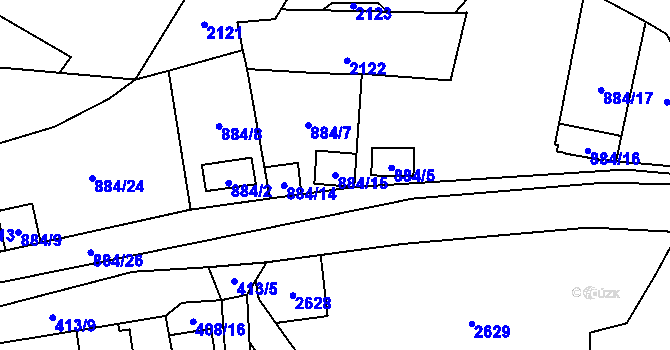 Parcela st. 884/15 v KÚ Hodonice, Katastrální mapa