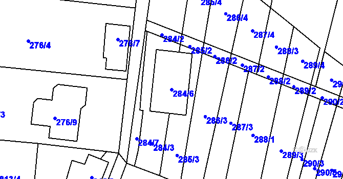 Parcela st. 284/6 v KÚ Hodonice, Katastrální mapa