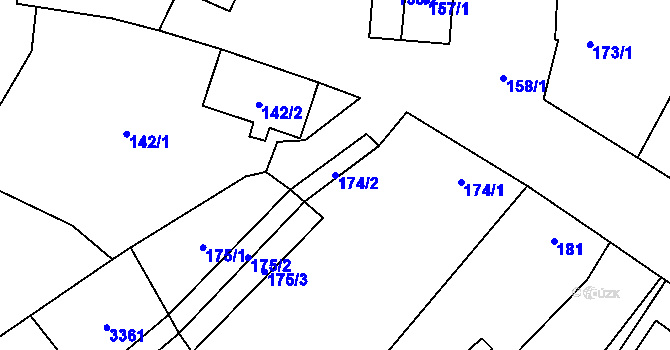 Parcela st. 174/2 v KÚ Hodonice, Katastrální mapa