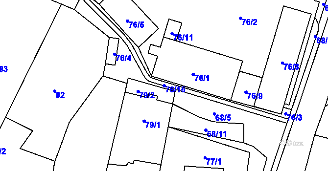 Parcela st. 76/15 v KÚ Hodonice, Katastrální mapa