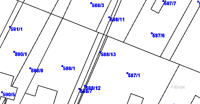Parcela st. 588/13 v KÚ Hodonice, Katastrální mapa