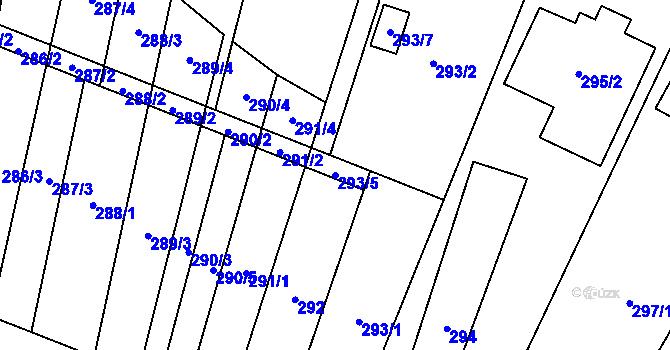 Parcela st. 293/5 v KÚ Hodonice, Katastrální mapa
