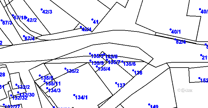 Parcela st. 135/8 v KÚ Hodonice, Katastrální mapa
