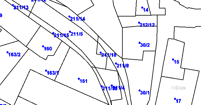 Parcela st. 211/18 v KÚ Hodonice, Katastrální mapa