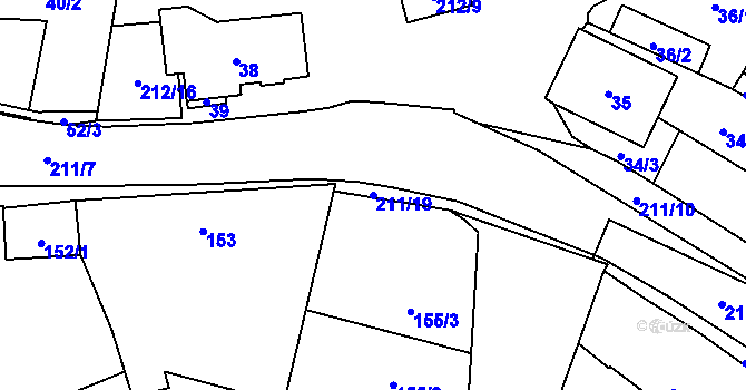 Parcela st. 211/19 v KÚ Hodonice, Katastrální mapa