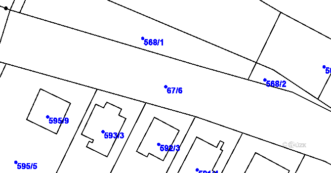 Parcela st. 67/6 v KÚ Hodonice, Katastrální mapa