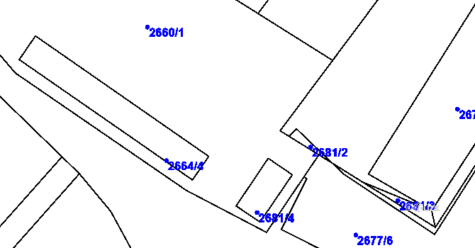 Parcela st. 2664/4 v KÚ Hodonice, Katastrální mapa