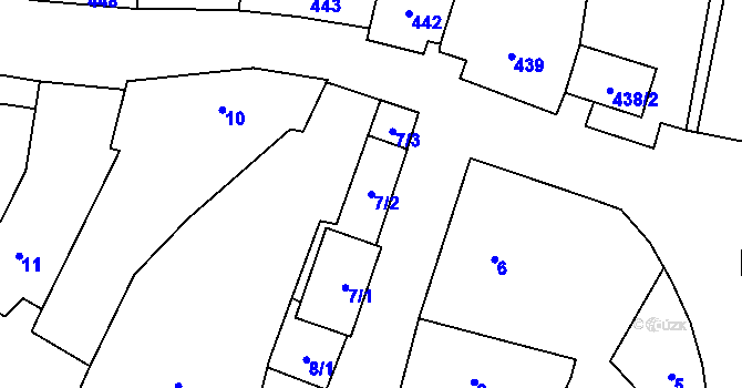 Parcela st. 7/2 v KÚ Hodonice, Katastrální mapa