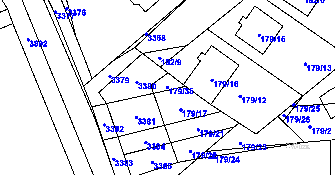 Parcela st. 179/35 v KÚ Hodonice, Katastrální mapa