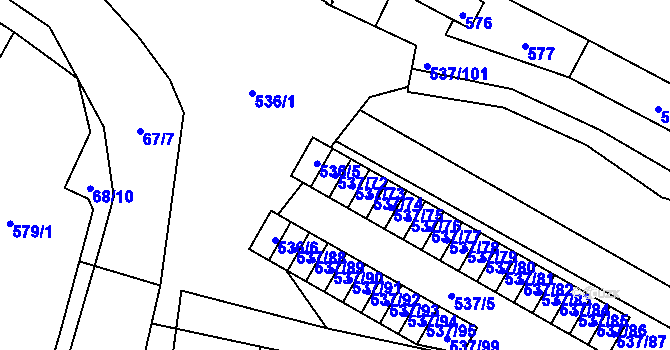 Parcela st. 537/72 v KÚ Hodonice, Katastrální mapa