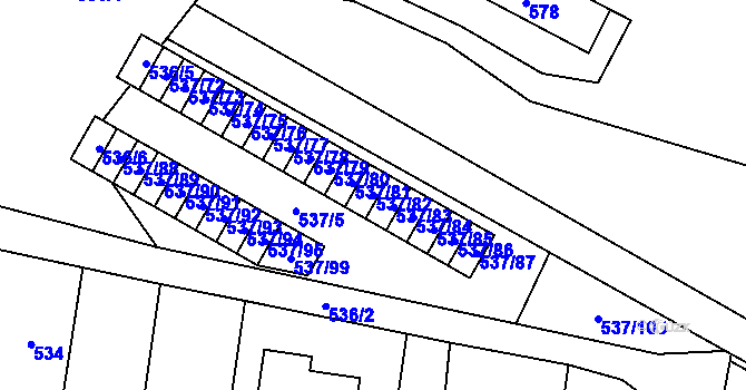 Parcela st. 537/82 v KÚ Hodonice, Katastrální mapa