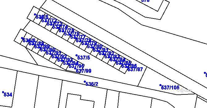 Parcela st. 537/83 v KÚ Hodonice, Katastrální mapa