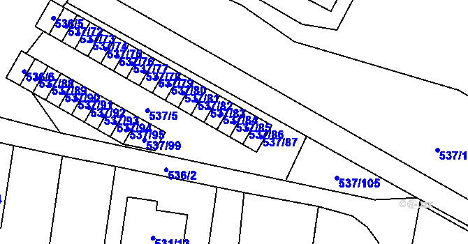 Parcela st. 537/85 v KÚ Hodonice, Katastrální mapa