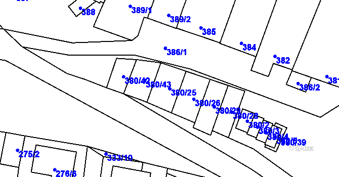 Parcela st. 380/25 v KÚ Hodonice, Katastrální mapa