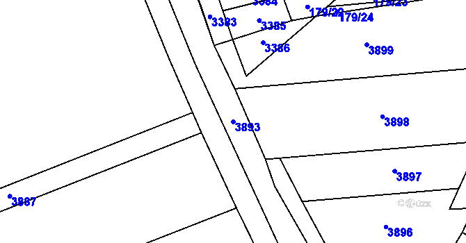 Parcela st. 3893 v KÚ Hodonice, Katastrální mapa