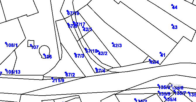 Parcela st. 42/2 v KÚ Hodonice, Katastrální mapa