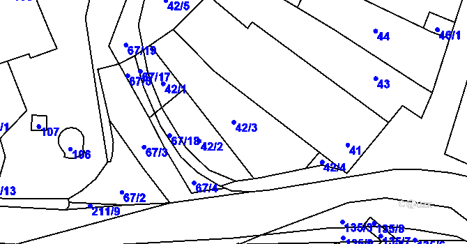 Parcela st. 42/3 v KÚ Hodonice, Katastrální mapa