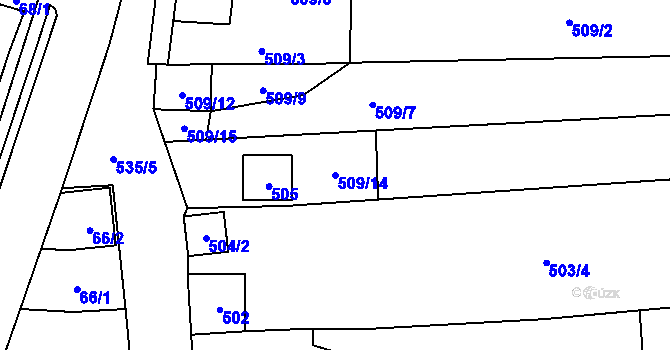 Parcela st. 509/14 v KÚ Hodonice, Katastrální mapa