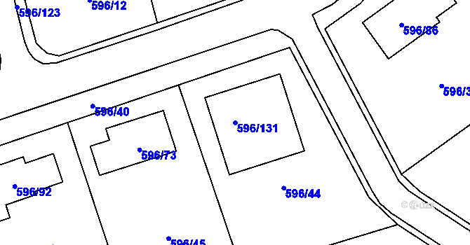 Parcela st. 596/131 v KÚ Hodonice, Katastrální mapa