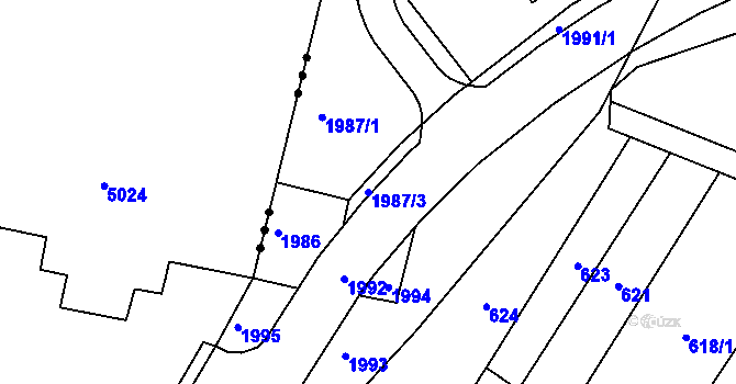 Parcela st. 1987/3 v KÚ Hodonice, Katastrální mapa