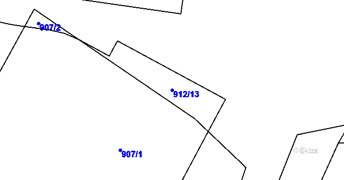 Parcela st. 912/13 v KÚ Hodonice, Katastrální mapa