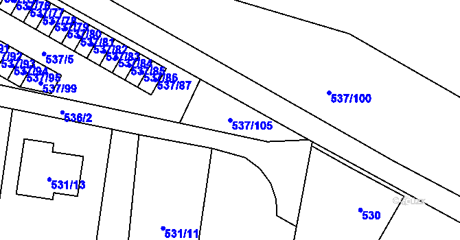Parcela st. 537/105 v KÚ Hodonice, Katastrální mapa